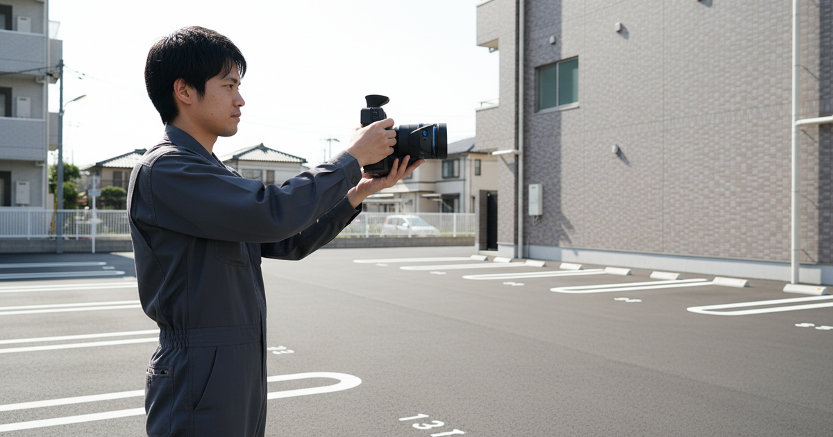 ドローンを使った赤外線外壁調査の現場風景